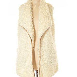b-Sharp Beige Faux Fur Vest Jacket Faux Suede Trim